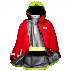 Férfi Helly Hansen Aegir Ocean Vitorlás Dzsekik Piros | IBM-683927