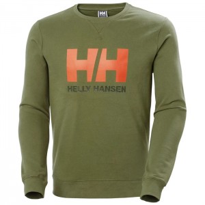 Férfi Helly Hansen Hh Logo Crew Sweat Pulóverek Zöld | TWB-720641