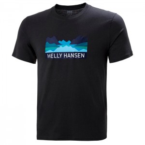 Férfi Helly Hansen Nord Grafika Póló Fekete | LCV-948520