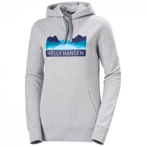 Női Helly Hansen W Nord Grafika Pullover Csuklyás Pulóverek Szürke | GKB-839457