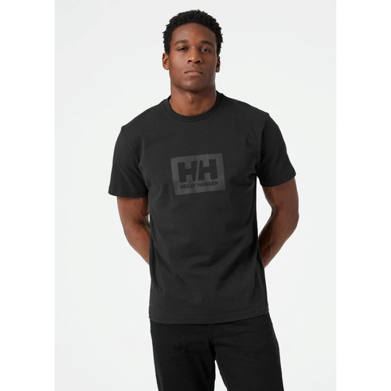 Férfi Helly Hansen Hh Box Póló Fekete | ASU-746598