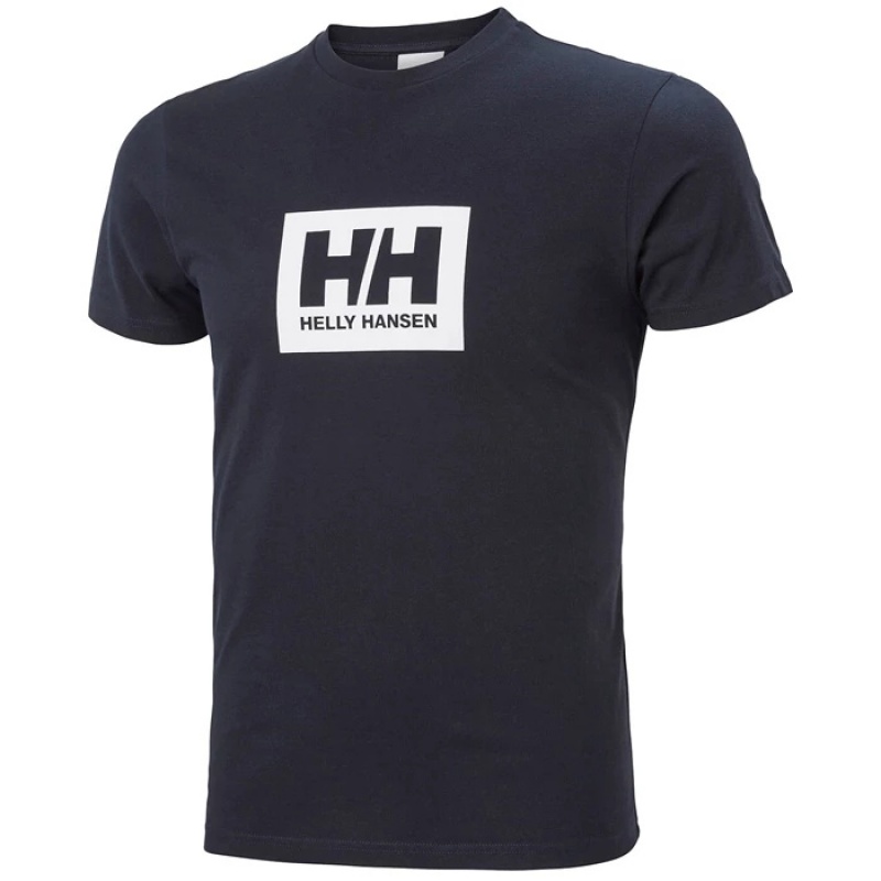 Férfi Helly Hansen Hh Box Póló Sötétkék | YNA-290458