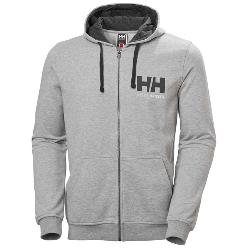 Férfi Helly Hansen Hh Logo Full Zip Up Csuklyás Pulóverek Szürke | JLY-204961