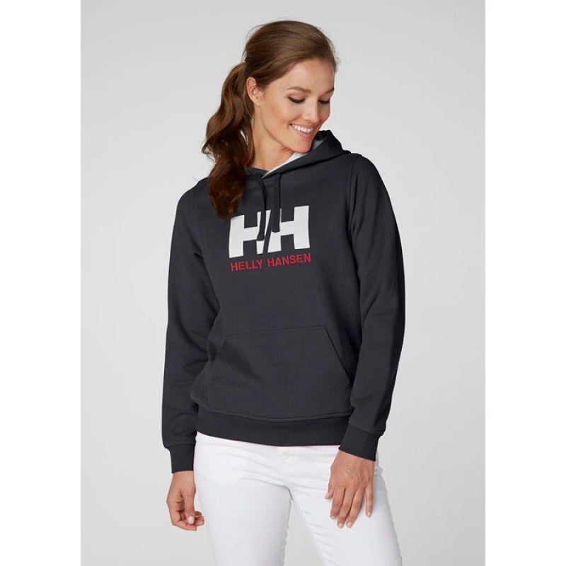 Női Helly Hansen W Hh Logo Csuklyás Pulóverek Sötétkék | BUQ-079348