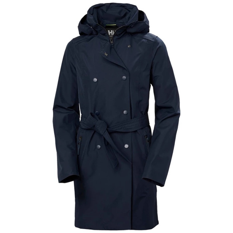 Női Helly Hansen W Welsey Ii Trench Alkalmi Dzsekik Sötétkék | XTG-629475